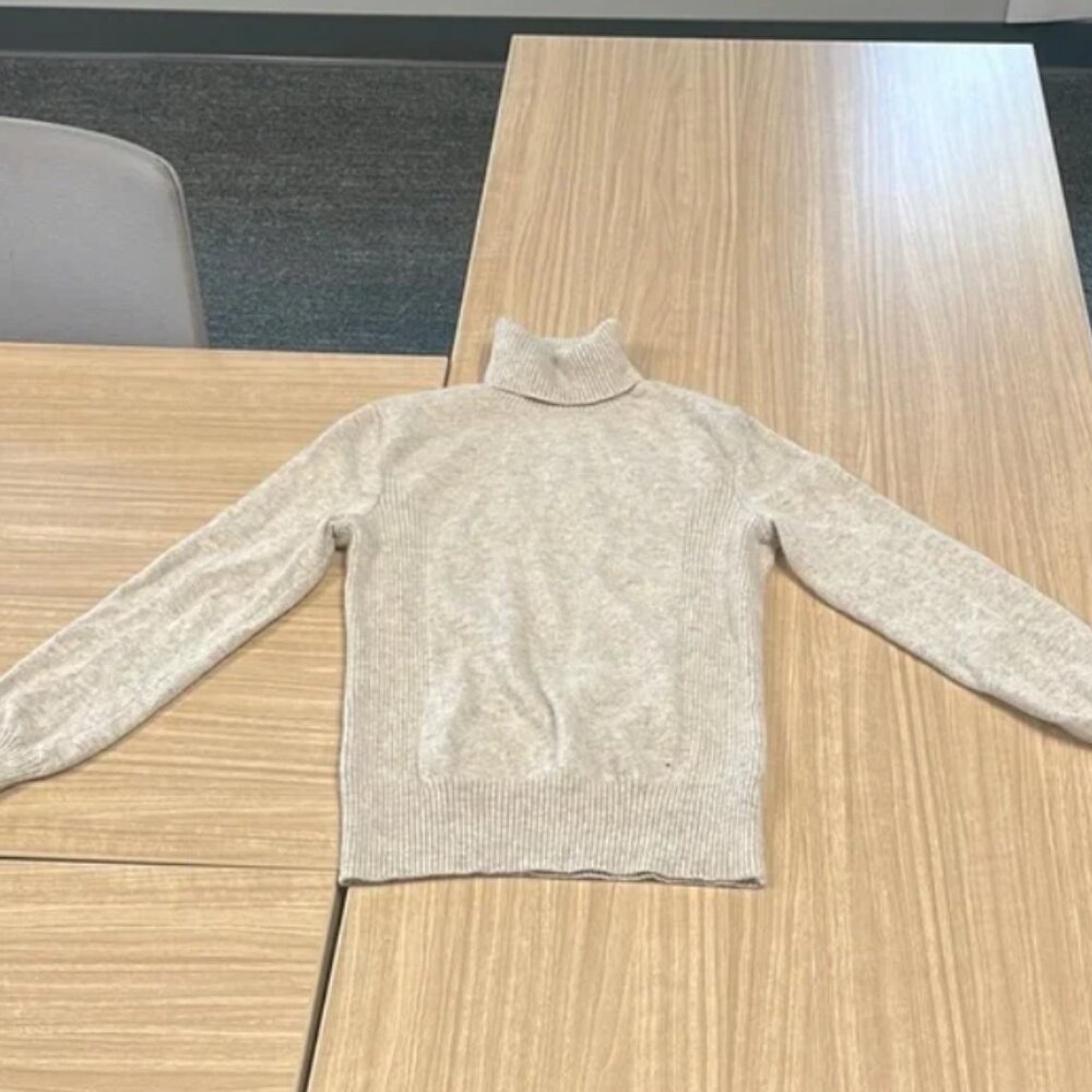 Jones, New York collection, cashmere turtleneck sweater, petite, medium, gray